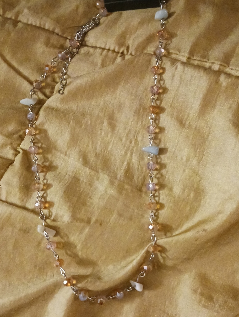 Delicate Peach and White Beaded Women's Necklace
